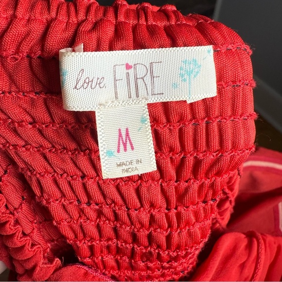 Love Fire Red Spaghetti Strap Fit & Flare Mini Dress Smocked Women’s Medium - Picture 11 of 11